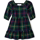 The Children's Place Baby Girls' Plaid Flannel Woven Tiered Dress