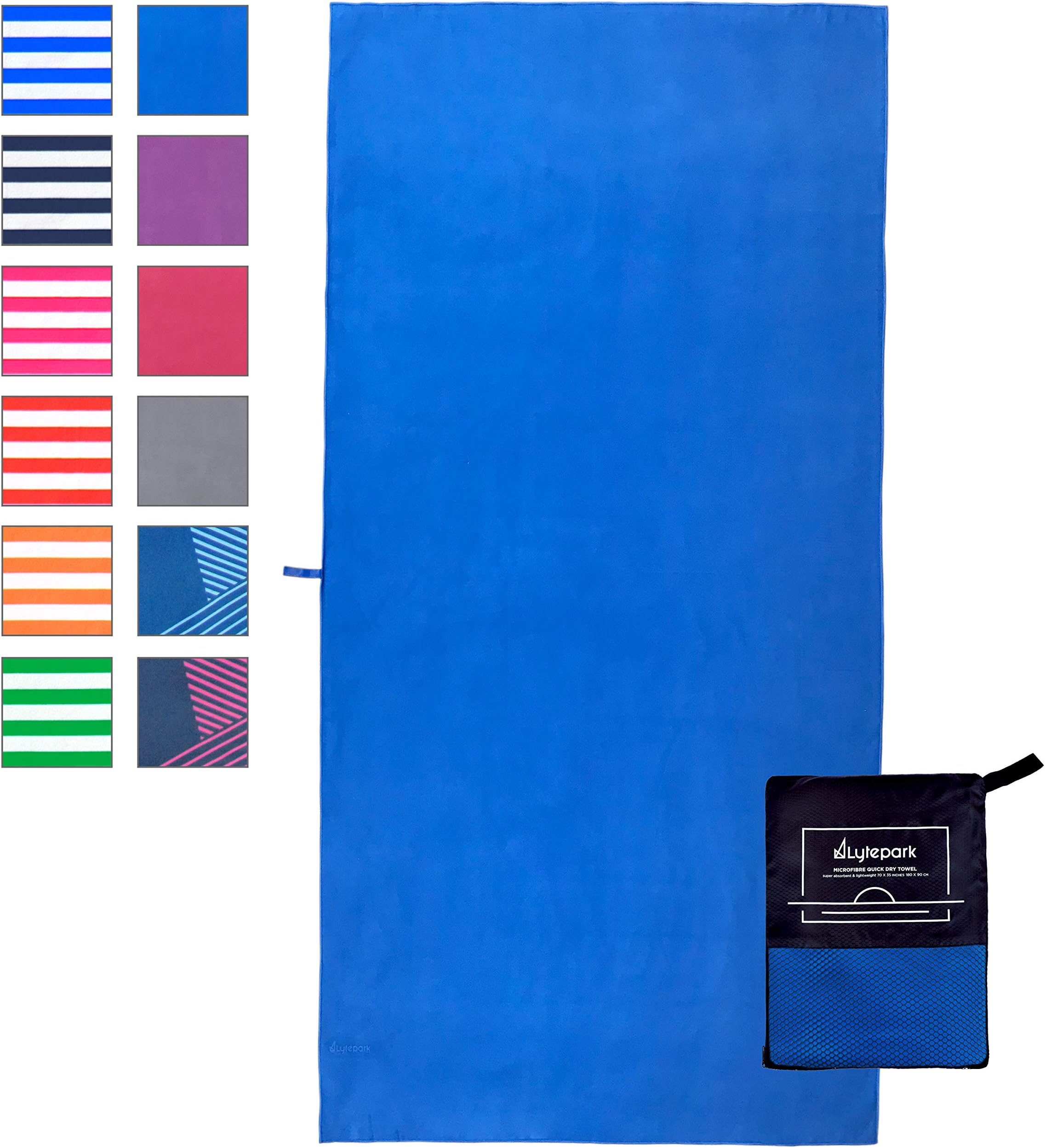 Lytepark Microfiber Travel Towel - Quick Dry Sport Backpacking Towel - Extra Large XL70x35 Small43x20 - Lightweight Absorbent Perfect at Gym Beach Camping Yoga Swim Fitness