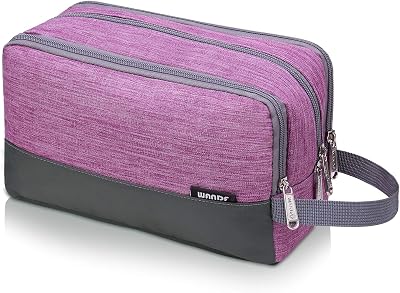 WANDF Toiletry Bag Water-Resistant Nylon Travel Dopp Kit A-Light Purple