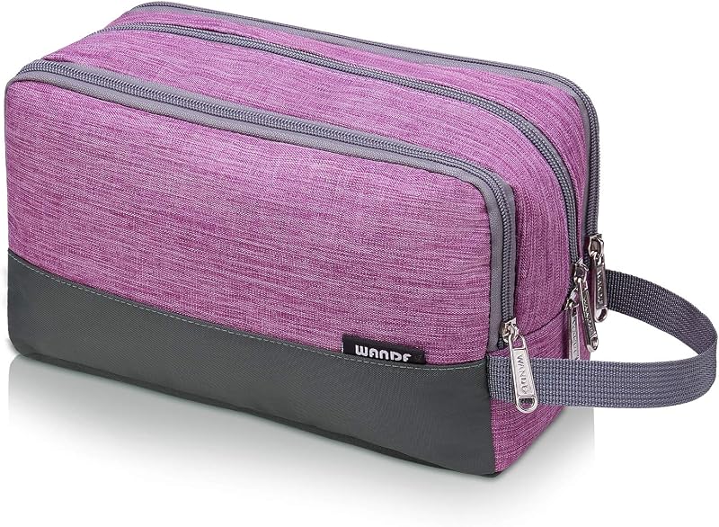 WANDF Toiletry Bag Water-Resistant Nylon Travel Dopp Kit A-Light Purple