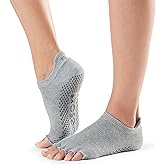 toesox Toeless Socks for Women with Grips - Non Slip Low Rise Half Open Toe for Ballet, Yoga, Pilates, Barre Grip Toe Socks