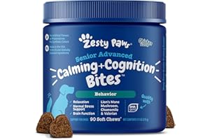 Zesty Paws Senior Advanced Calming & Cognition Soft Chews for Dogs - Supplements for Dog Brain Health & Nervous System Support + Calming & Relaxation -with Ashwagandha, DHA & Melatonin
