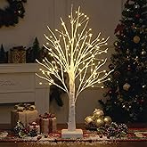 AOLTNRC Lighted Trees for Indoor Decor with Timer, 144 LED 2FT White Light up Birch Tree Tabletop Lamp for Birthday Thanksgiving Wedding Decor, Small Christmas Tree with Lights
