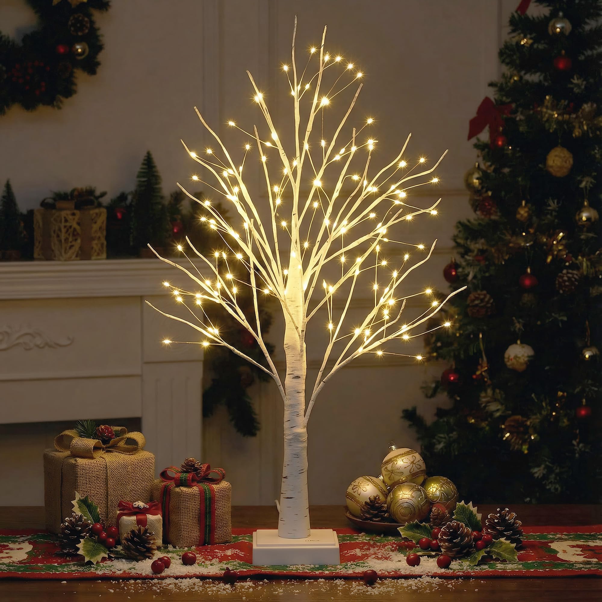 Photo 1 of ***PLUG CORD IS MISSING***AOLTNRC Lighted Trees for Indoor Decor with Timer, 144 LED 2FT White Light up Birch Tree Tabletop Lamp for Birthday Thanksgiving Wedding Decor, Small Christmas Tree with Lights***PLUG CORD IS MISSING***