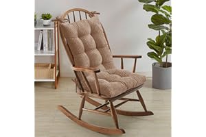 Sweet Home Collection Rocking Chair Cushion Premium Tufted Pads Non Skid Slip Backed Crushed Velvet Cover Set of Upper and Lower with Ties, 21 in x 17 in | 17 in x 17 in, Velvet Taupe