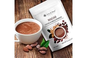 MACAO COCOA & MACA/TE HE DE AMAR. NET WT 5.3 oz (150g) - 38 cups. Cocoa, Maca, Cinnamon, Vanilla. 100% natural, pure, powdered, does not contain dairy bases, does not contain sugar.