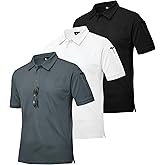ZITY 3 Pack Mens Polo Shirts Short Sleeve Golf Moisture-Wicking Shirts for Men
