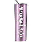 Onebttl 70th Birthday Gifts for Women, 70 & Fabulous, 70th Birthday Gift Idea for Women, Coworker, Friends, Mom, 70th Bday Gifts, Stainless Steel Tumbler 20oz - Purple