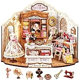 Rolife DIY Miniature House Kit Elsa's Tailoring 1:18 Scale Dollhouse Diorama, Tiny House Building Kit Vintage Tailor Shop Cra