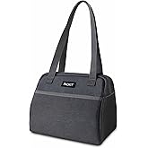 PackIt® Freezable Hampton Lunch Bag, City Charcoal, Built with EcoFreeze® Technology, Collapsible, Reusable, Zip Closure with Front Pocket and Shoulder Straps, Designed for Fresh Office Lunches