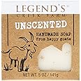 Legend’s Creek Farm Goat Milk Soap - Cleansing Moisturizing Soap Bar for Hands and Body - 5 Oz Creamy Lather, Nourishing, Gentle Natural Soap for Sensitive Skin, Handmade in USA (Unscented, Pack of 1)
