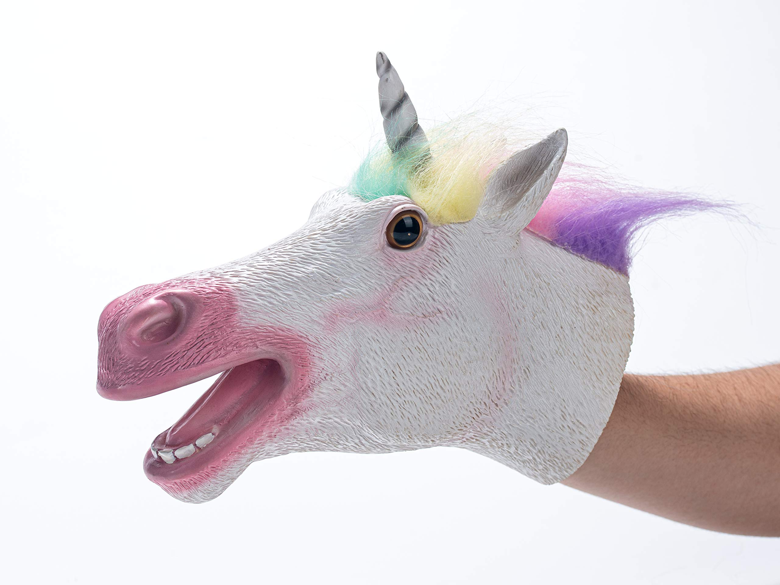 Hanzwa Animal Hand Puppet Soft Latex Realistic Unicorn Rubber Head Puppets Toys for Kids
