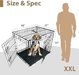 Ellie-Bo Dog Cage Folding 2 Door Crate with Non-Chew Tray XXL 48 inch Black view 6