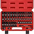 CASOMAN 3/8" Drive Impact Socket Set, 48 Piece Standard SAE and Metric Sizes (5/16-Inch to 3/4-Inch and 8-22 mm), 6 Point, Cr-V Steel Socket Set