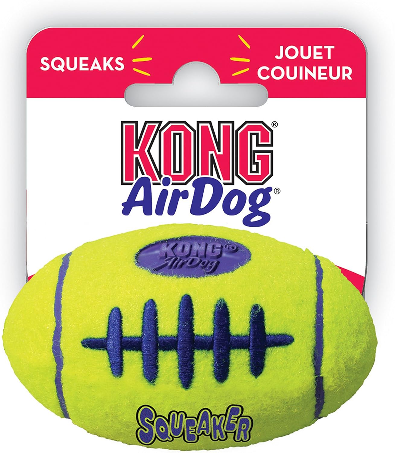 KONG AirDog Squeaker Football Squeaky Bounce and Fetch Toy, Tennis