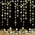 Gold 70th Birthday Decorations Number 70 Circle Dot Twinkle Star Garland Metallic Hanging Streamer Bunting Banner Backdrop for Women Mens 70 Year Old Birthday Seventieth Anniversary Party Supplies