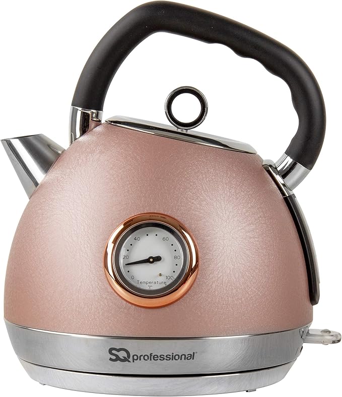 SQ Professional Epoque Pink Electric Kettle with Rose Gold Accents