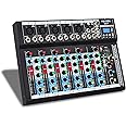 FULODE 7-Channel audio mixer, Bluetooth Portable Sound board w/USB DJ Mixer MP3 Jack 48V Power for Computer Recording, Sound Mixing Console For Studio Recording