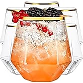Kitchen Lux 40 Pack Diamond Plastic Wine Glasses Disposable, Gold Cups, Wine Cups, Cocktail Glasses, Plastic Glasses Drinking, Outdoor or Indoor Wine Glasses for Parties, 12 Ounce