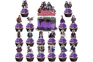 Genshii 37pcs Descendants cake decoration set include 1pc big cake topper 36pcs cupcake toppers for Descendants Theme birthday party decor (Descendants)