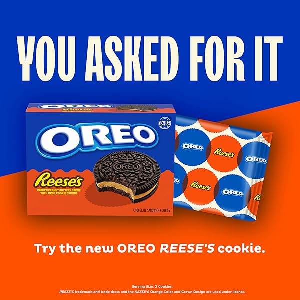 OREO REESE’S PEANUT BUTTERY CREME CHOCOLATE SANDWICH COOKIES, LIMITED EDITION, 10.81 OZ