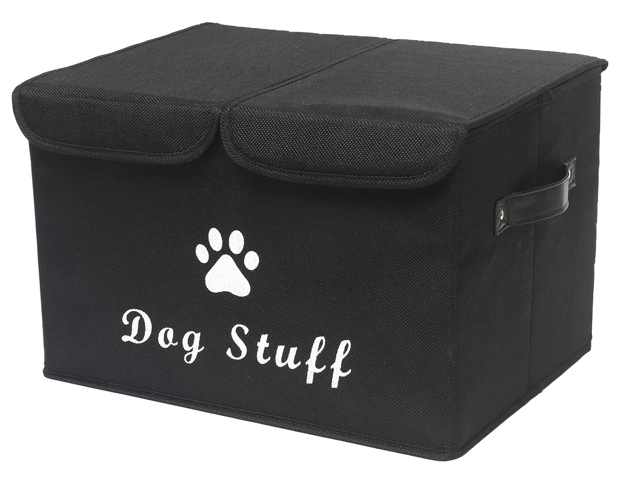 Morezi Dog toy box basket storage with lid perfect basket for dog toys grooming stuff living room playroom closet home organization - Dog - Black