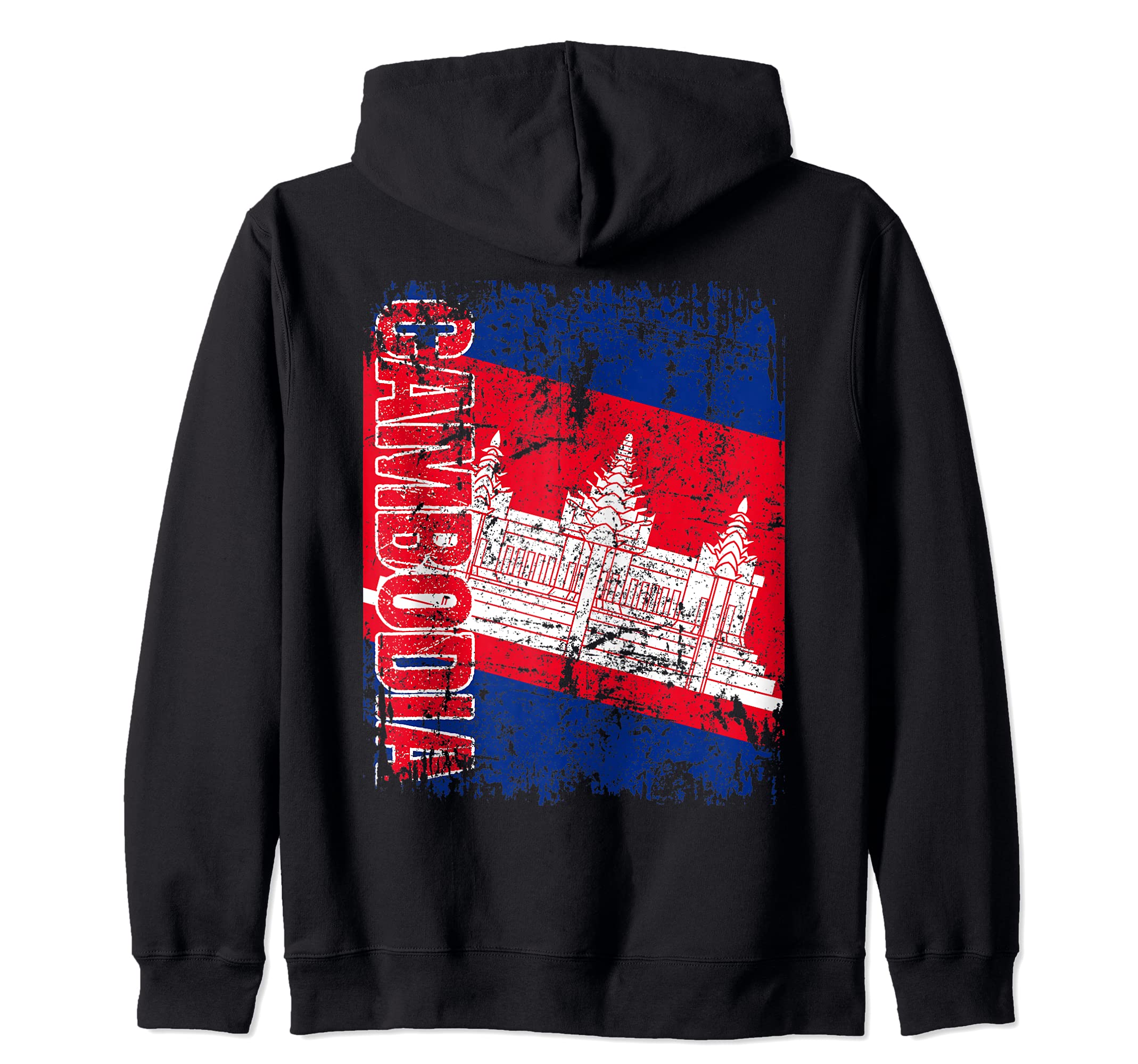CAMBODIA Flag Vintage Distressed CAMBODIA Zip Hoodie