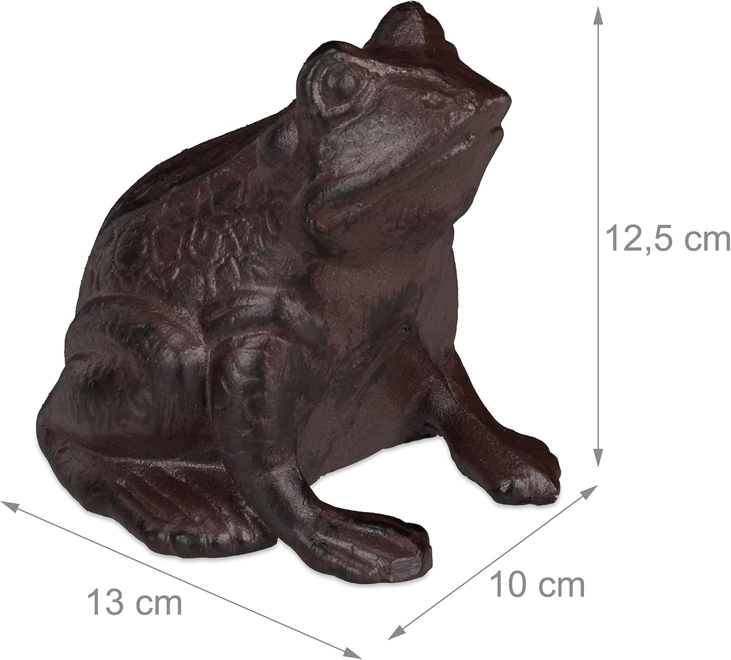 Relaxdays Frog Ornament Garden, Cast Iron, Weatherproof, Funny, Antique Design, for Patio Balcony, Terrace, Brown,Pack of 1,10028977 - Image 5