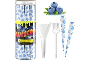 SafeDelux 72 Pack Fruit Flavored Cones Paper King Size with Airtight Tube Great for Home & Travel (Blueberry)