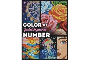 Color by Number Guided Mysteries: 50 Mosaic Pixel Coloring Book for Adults, A Guided Coloring Experience to Uncover Hidden Ma