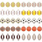 MARFOREVER Sports Charms, 40 Pcs/20 Pairs Enamel Sport Charms for Jewelry Making, Basketball Baseball Football Soccer Softball Ball Game Charm Pendants for Bracelet Necklace Earrings Making
