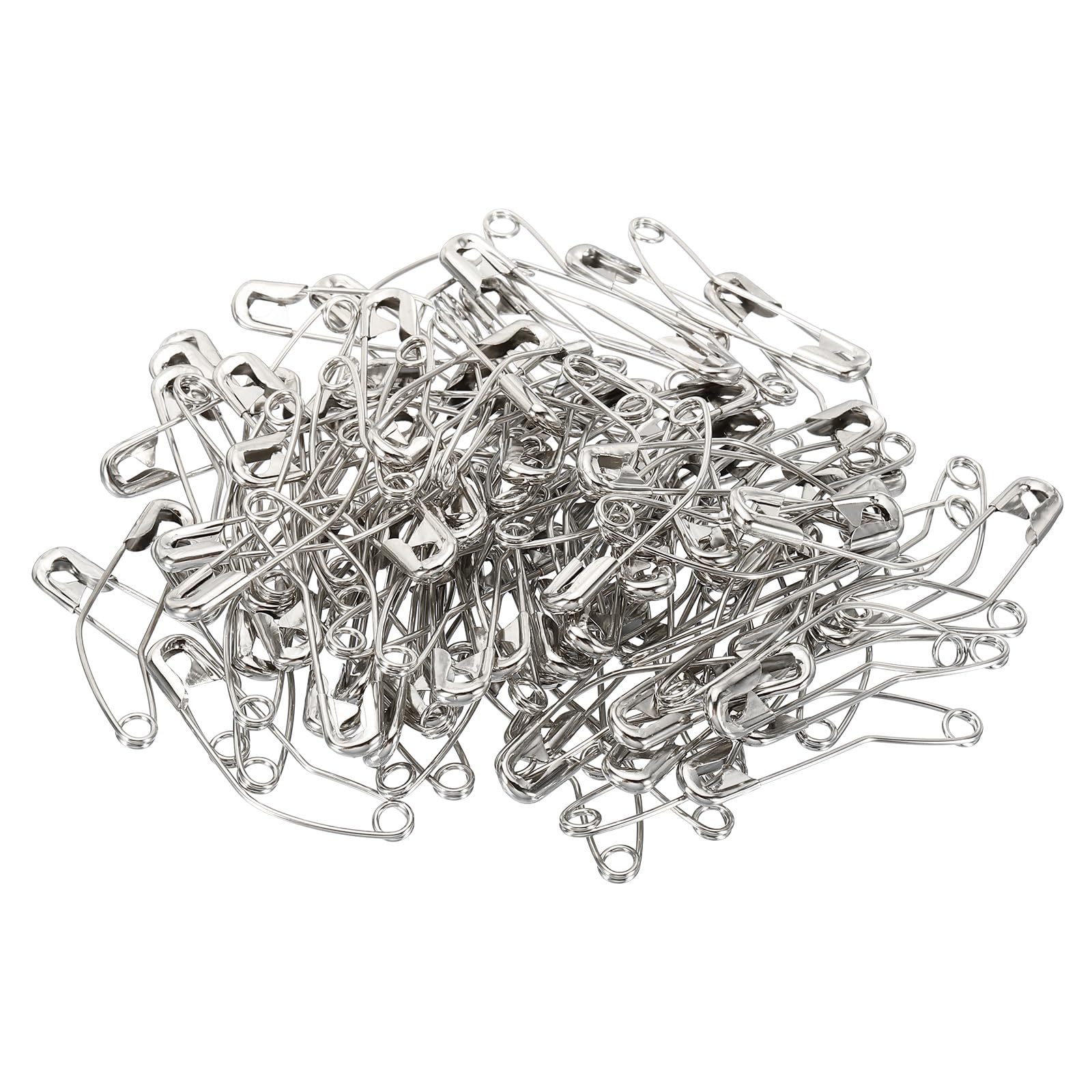 YOKIVE 100 Pcs Curved Safety Pins, Nickel Plated Quilting Pins | Fastening Clothes, Great for Crafting, Quilting, Knitting, Sewing (Silver Tone, 1.97-Inch)