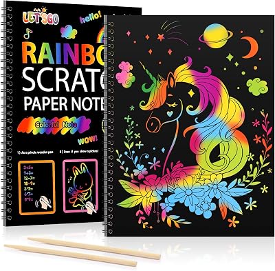 Veopoko 2 Scratch Art Notebook Rainbow Kids Gift 3-10 Years