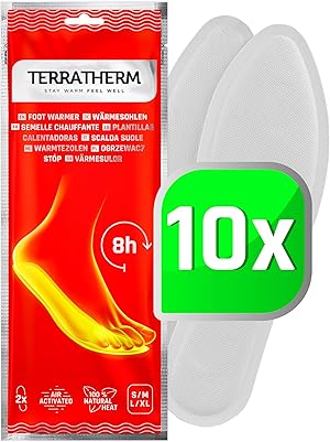 TerraTherm Wärmesohlen luftaktiviert – 8h warme Füße – 5, 10 oder 30 Paar Sohlenwärmer – 100% natürliche Wärme – wärmende Schuheinlagen