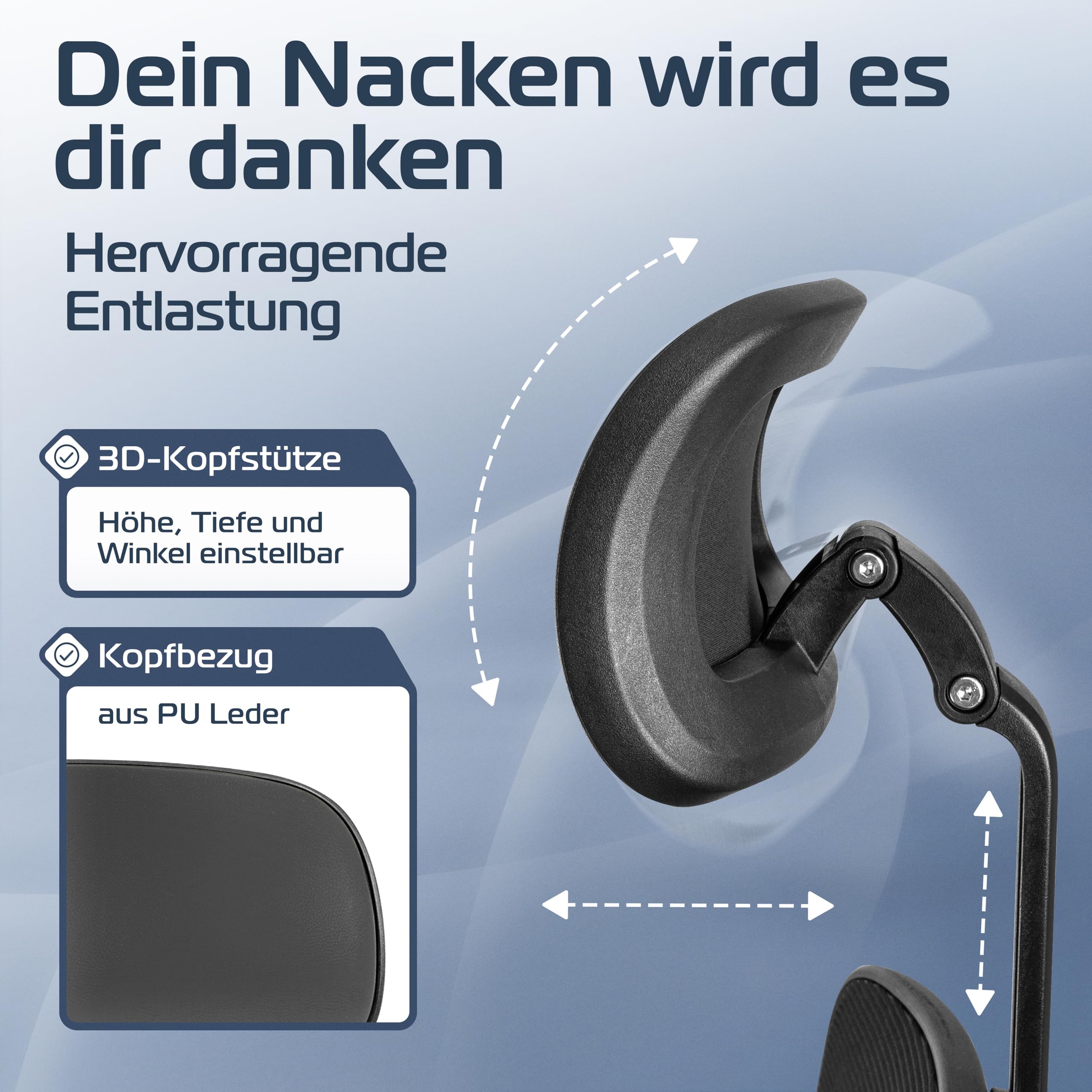 CLOUVOU SmartSeat Bürostuhl Ergonomisch [TESTSIEGER] Schreibtischstuhl 100% individuell einstellbar | Büro Stuhl & Gaming Stuhl | Computerstuhl Home Office Chair Ergonomic | Drehstuhl 150 kg 3