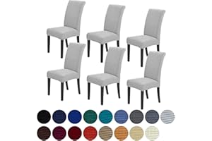 Howhic Stretch Chair Covers for Dining Room Set of 6, Removable Washable Dining Room Chair Covers, Dining Chair Slipcovers Seat Protector, Great Decor for Home and Banquet (Sliver, 6 Pack)