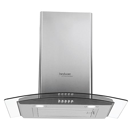 Hindware 60cm 1100 m3/hr Chimney (Sabina SS 60, 1 Baffle Filter, Steel/Grey)