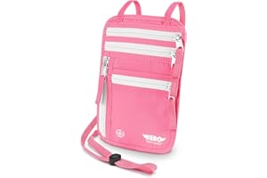 Hero Travel Supply Neck Wallet, RFID Blocking Passport Holder, Easy to Conceal Pouch (Hot Pink)