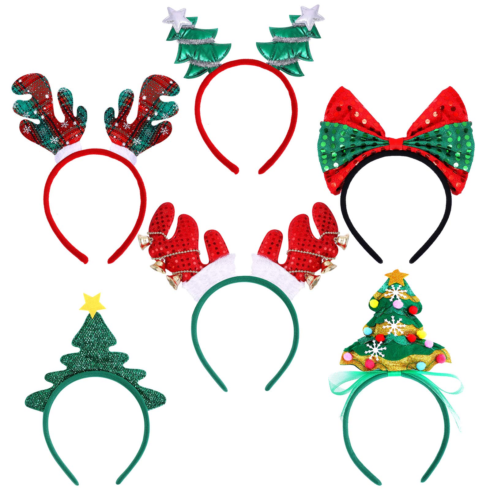 Ruisita 6 Pack Assorted Christmas Headbands Xmas Party Costume Elves Headbands Christmas Hair Hoop for Christmas Party Accessoriess…
