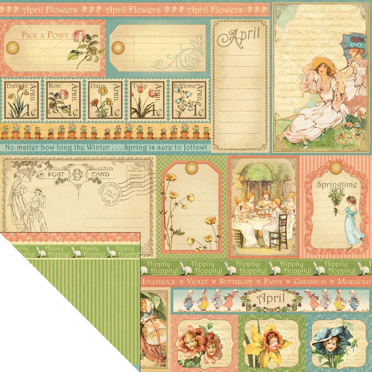 Place In Time Double-Sided Paper 12"X12"-April Cut-Aparts