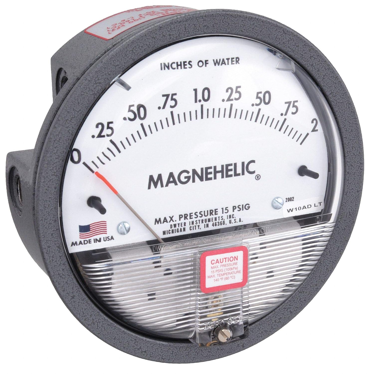 Type Dwyer 2002 Magnehelic Differential Pressure Gauge 0 to 2 WC