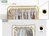 HOMIDEC Clothes Rail Portable Rack with Wheels and Shelf, Holds 40kg Golden view 6