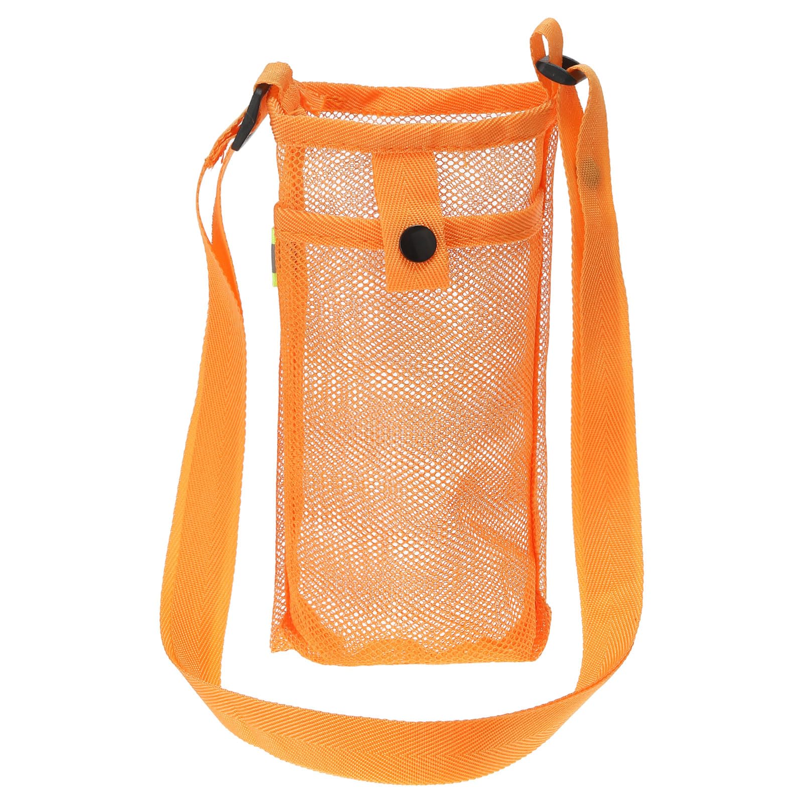 PATIKIL 22mmx13mm Water Bottle Bag, Mesh Portable Bottle Holder Carrier Adjustable Shoulder Strap for Sports Hiking Camping, Orange