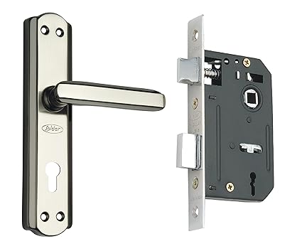 Spider Steel Mortice Key Lock Complete Set With Black Silver Finish (S606MBS + RML4)