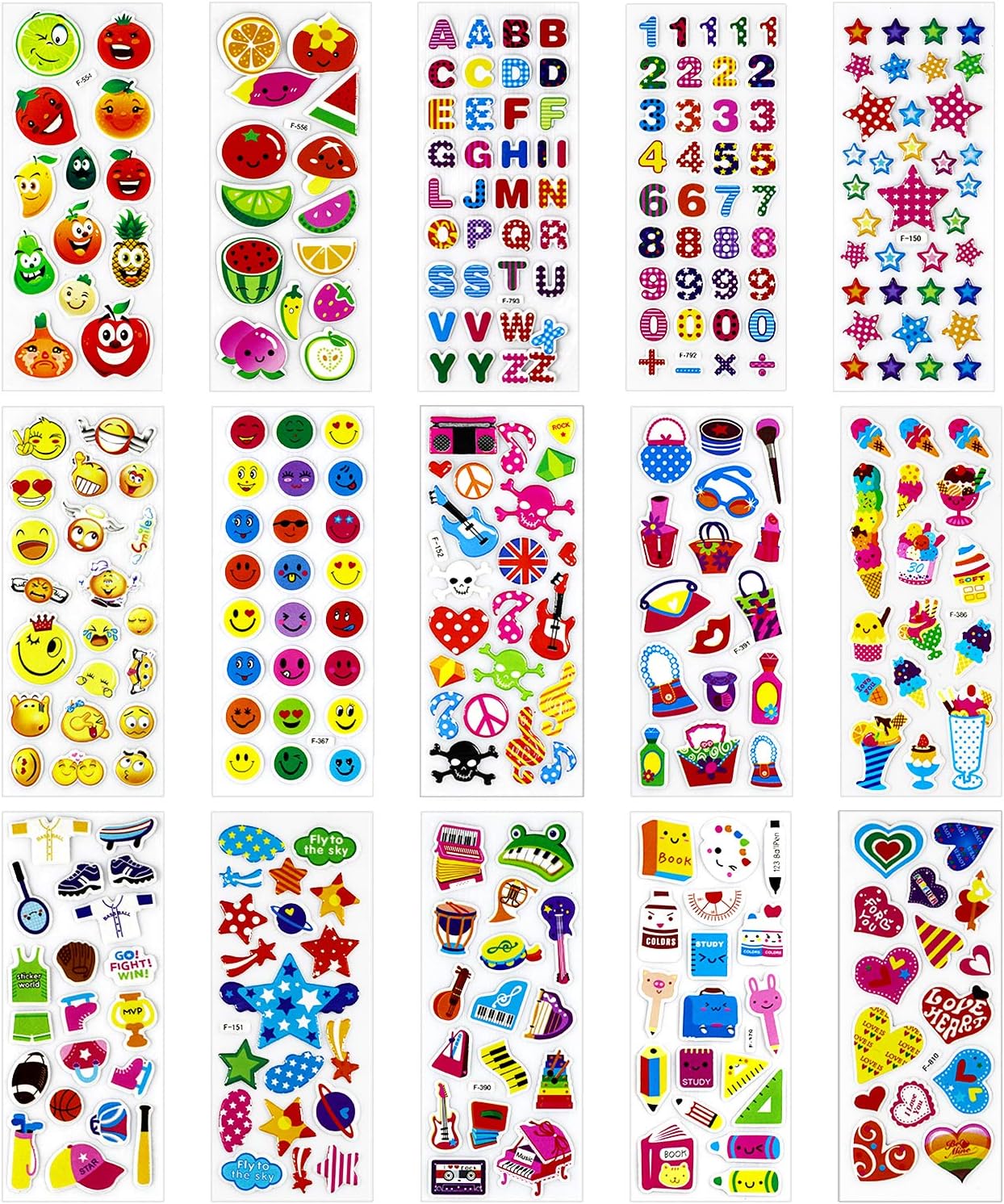 Yojoloin 3D Stickers for Children Toddlers Kids Vivid Puffy Stickers ...
