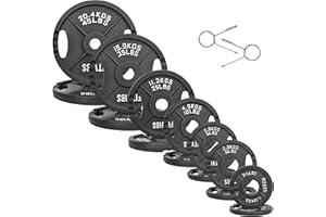 Fitvids Olympic Cast Iron 2-Inch Weight Plates for Strength Training & Weightlifting Home Gym, 255 Pounds Set, Multiple Packages