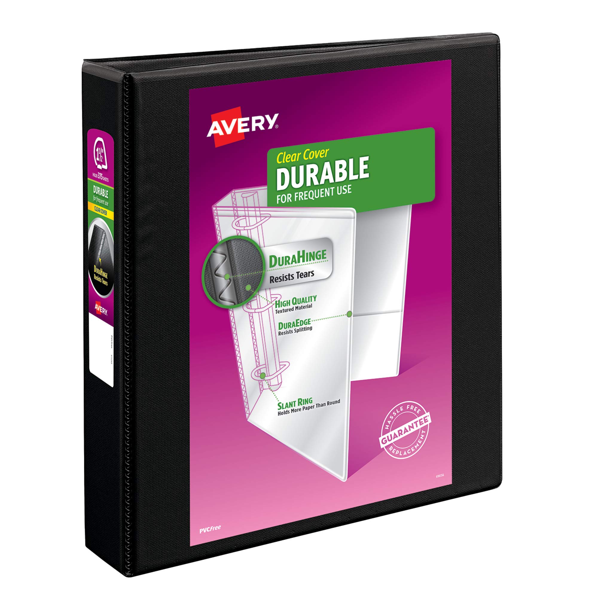 Photo 1 of Avery(R) Durable View 3 Ring Binder, 1-1/2 Inch EZD Rings, 1 Black Binder (09400)