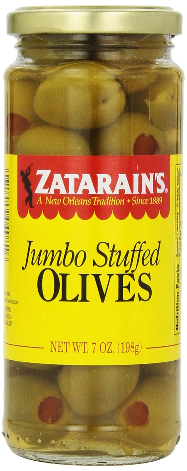 Zatarain's Jumbo Queen Stuffed Olives (Pack of 6), 7 oz