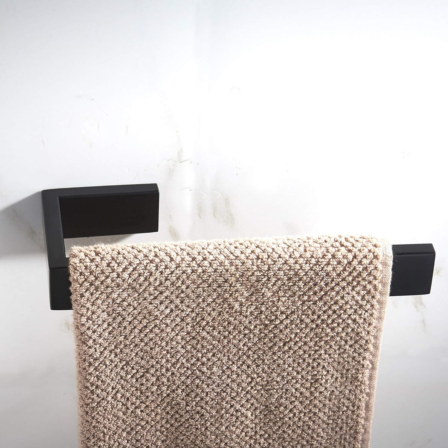 JunSun Matte Black Towel Ring Stainless Steel Towel Holder Contemporary Bathroom Hardware Towel Bar for Bathroom Lavatory Wall Mounted: Home & Kitchen
