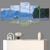 SIGNWIN 5 Panel Canvas Wall Art Modern Art Expressive Landscape Modern Mountain Top Multicolor Photography for Home Decorations Ready to Hang - 60